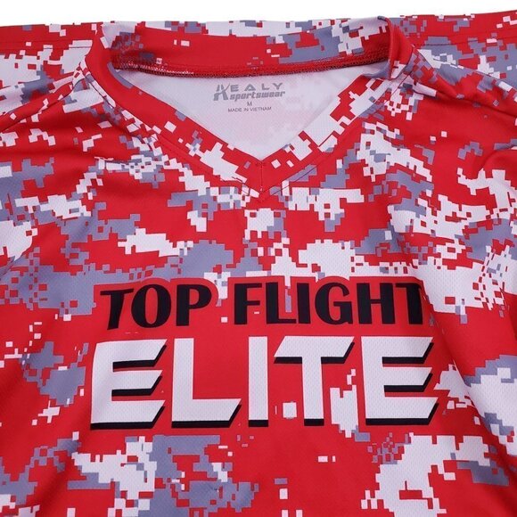 Top Flight ELITE Men’s Red Camo Performance Long Sleeve Jersey Shirt - Medium - Picture 10 of 12